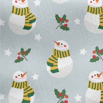 Playful Christmas Snowman Jersey Backed Fleece