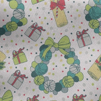 Bow Christmas Wreath Jersey Backed Fleece
