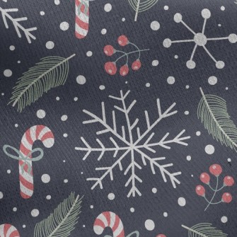 Candy Canes And Berries Jersey Backed Fleece