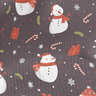 Happy Snowman With Scarf Stretch Jersey