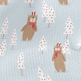 Christmas Scarf Bear Stretch Jersey