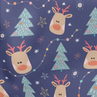 Christmas Reindeer Lightweight Cotton Poplin