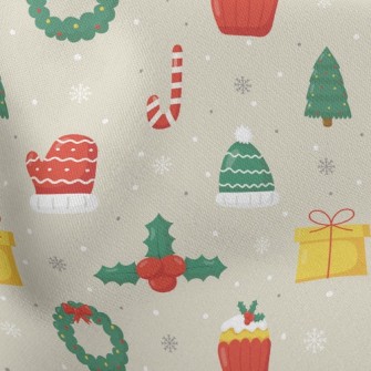 Christmas Wreath Lightweight Cotton Poplin