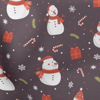 Happy Snowman With Scarf Lightweight Cotton Poplin