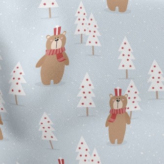 Christmas Scarf Bear Lightweight Cotton Poplin