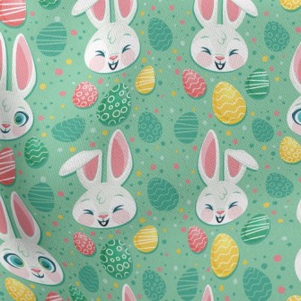 Happy Big-eyed Bunny Lightweight Cotton Poplin