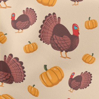 Turkey And Pumpkin Lightweight Cotton Poplin
