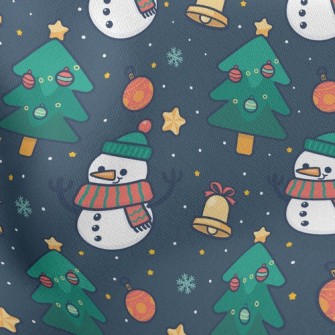 Cartoon Snowman Lightweight Cotton Poplin