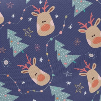 Christmas Reindeer Midweight Cotton Poplin