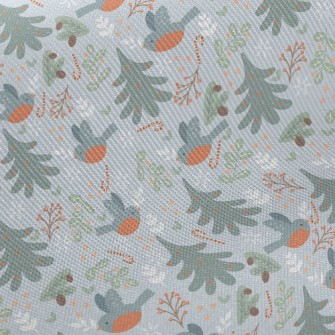 Bluebird And Christmas Tree Midweight Cotton Poplin