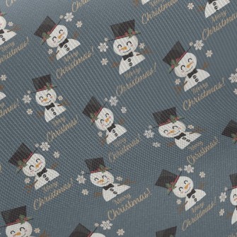 Smiling Christmas Snowman Midweight Cotton Poplin