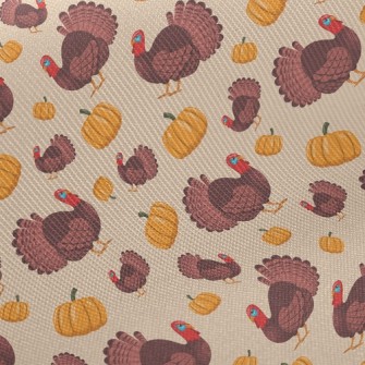 Turkey And Pumpkin Midweight Cotton Poplin