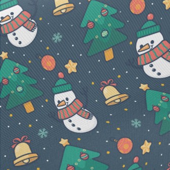 Cartoon Snowman Midweight Cotton Poplin