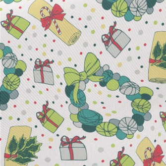 Bow Christmas Wreath Midweight Cotton Poplin