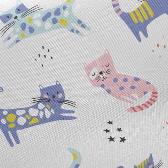 Contrast Color Childish Cat Twill