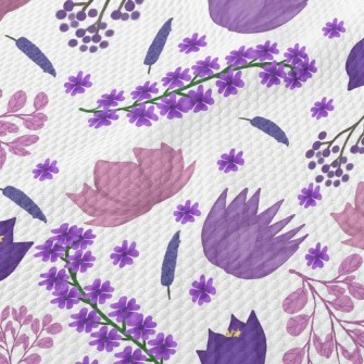 Elegant Blooming Flowers Birdseye Piqué