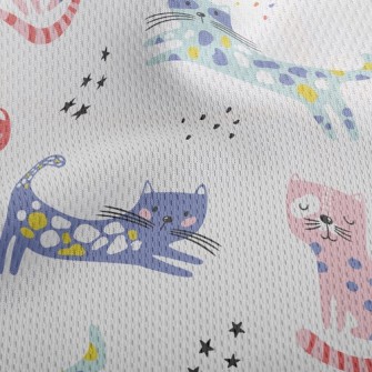 Contrast Color Childish Cat Athletic Mesh Flat Back