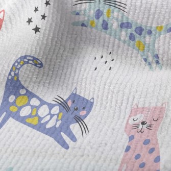 Contrast Color Childish Cat Terry