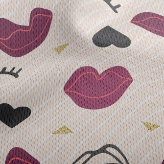 Closed Eyes And Red Lips Athletic Mesh Flat Back