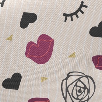 Closed Eyes And Red Lips Twill