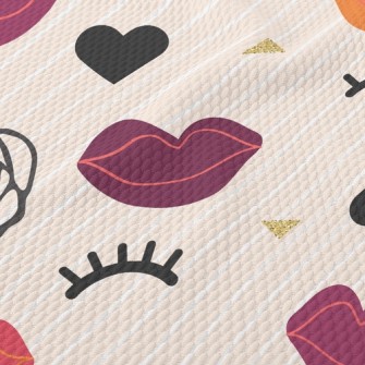 Closed Eyes And Red Lips Birdseye Piqué