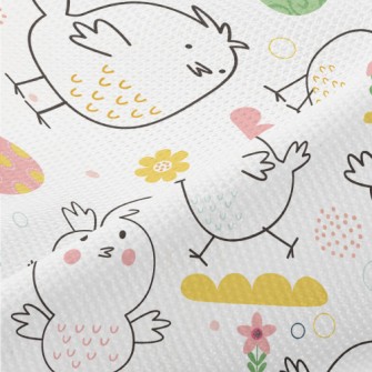 Lively Chick Painted Eggs Piqué