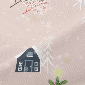 Cozy Snow Cabin Piqué