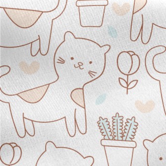 Adorable Spotted Cat Jersey Backed Fleece