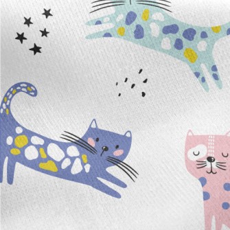 Contrast Color Childish Cat Jersey Backed Fleece