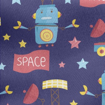 Robotic Space Satellite Jersey Backed Fleece