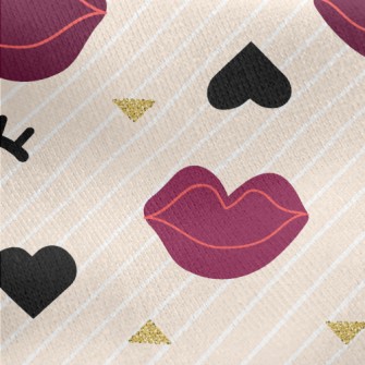 Closed Eyes And Red Lips Jersey Backed Fleece