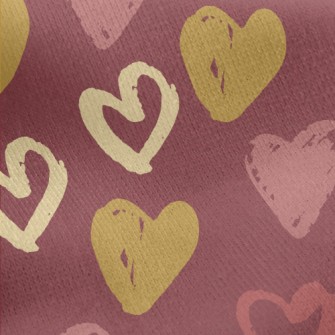 Crayon Doodle Hearts Jersey Backed Fleece