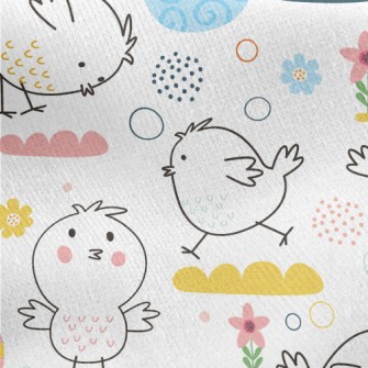 Lively Chick Painted Eggs Jersey Backed Fleece