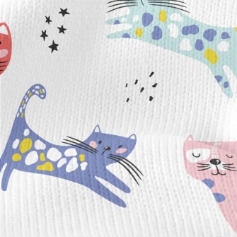 Contrast Color Childish Cat Stretch Jersey