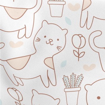 Adorable Spotted Cat Lightweight Cotton Poplin