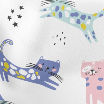 Contrast Color Childish Cat Lightweight Cotton Poplin