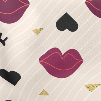 Closed Eyes And Red Lips Lightweight Cotton Poplin