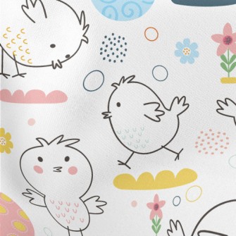 Lively Chick Painted Eggs Lightweight Cotton Poplin