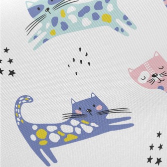 Contrast Color Childish Cat Midweight Cotton Poplin