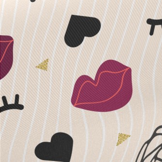 Closed Eyes And Red Lips Midweight Cotton Poplin