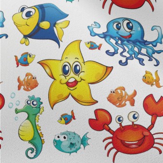 Colorful Cartoon Underwater Cr Chiffon