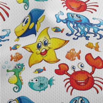 Colorful Cartoon Underwater Cr Athletic Mesh Flat Back