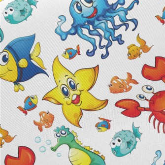 Colorful Cartoon Underwater Cr Twill