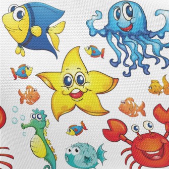 Colorful Cartoon Underwater Cr Pongee