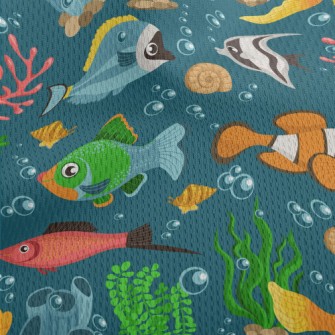 Colorful Underwater Fish Athletic Mesh Flat Back