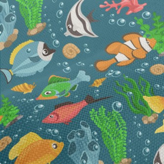 Colorful Underwater Fish Performance Linen
