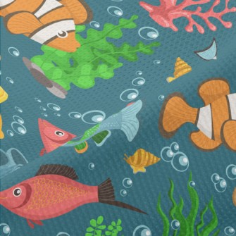 Colorful Underwater Fish Piqué