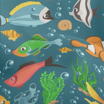 Colorful Underwater Fish Lightweight Performance Linen