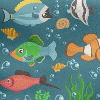Colorful Underwater Fish Jersey Backed Fleece