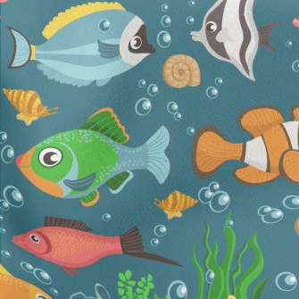 Colorful Underwater Fish Lightweight Cotton Poplin